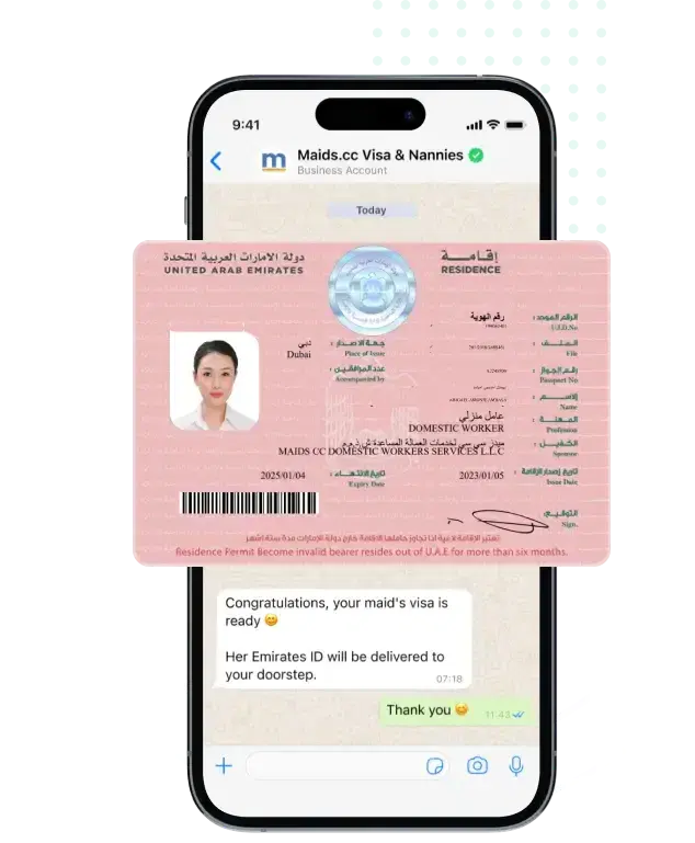 maids.cc maid visa, Emirates ID and WhatsApp notification